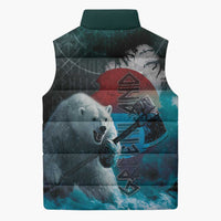 Greenlandic Polar Bear Warrior Sleeveless Puffer Jacket Nordic and Runes Style - Wonder Print Shop
