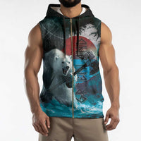 Greenlandic Polar Bear Warrior Sleeveless Zip Hoodie Nordic and Runes Style - Wonder Print Shop