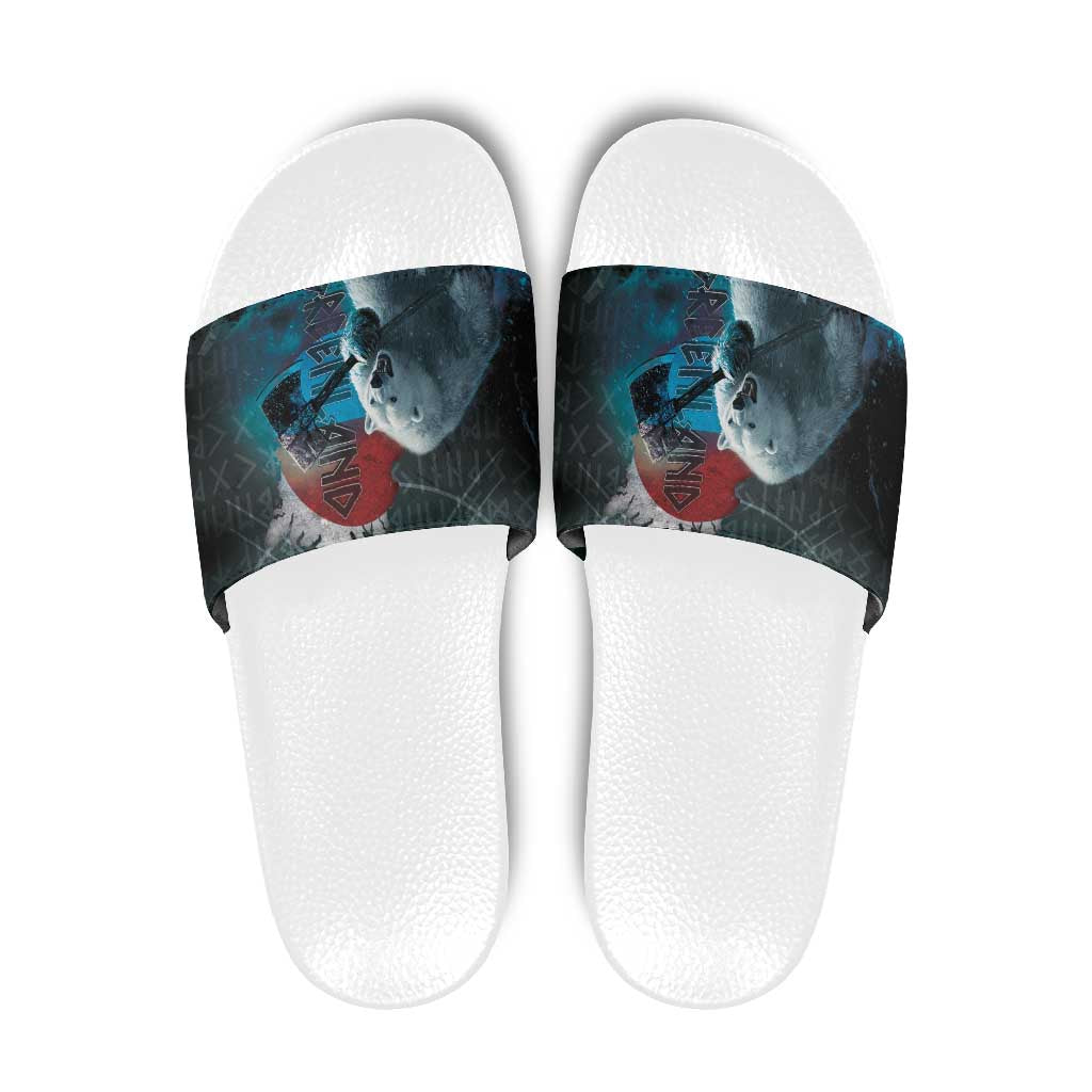 Greenlandic Polar Bear Warrior Slide Sandals Nordic and Runes Style - Wonder Print Shop