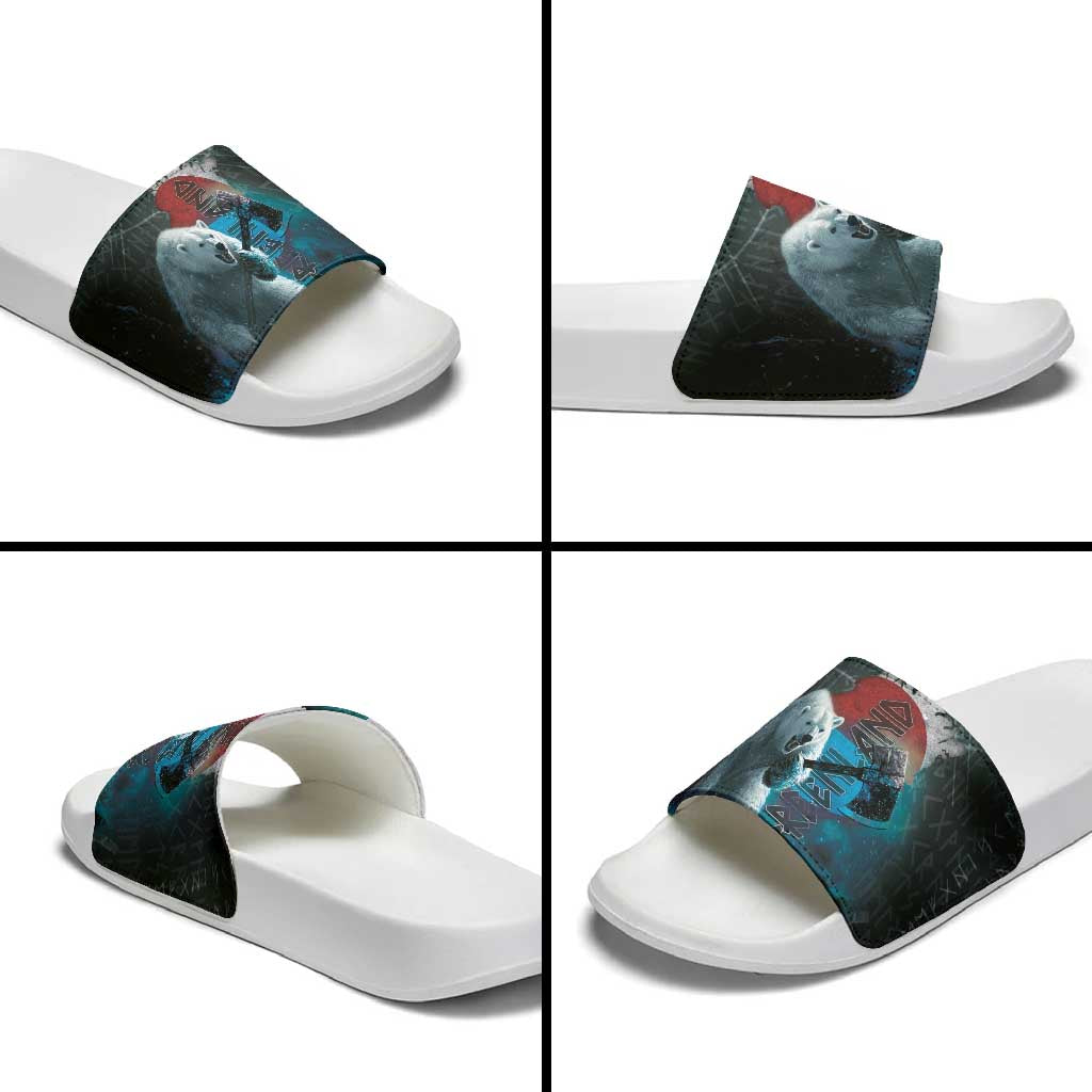 Greenlandic Polar Bear Warrior Slide Sandals Nordic and Runes Style - Wonder Print Shop