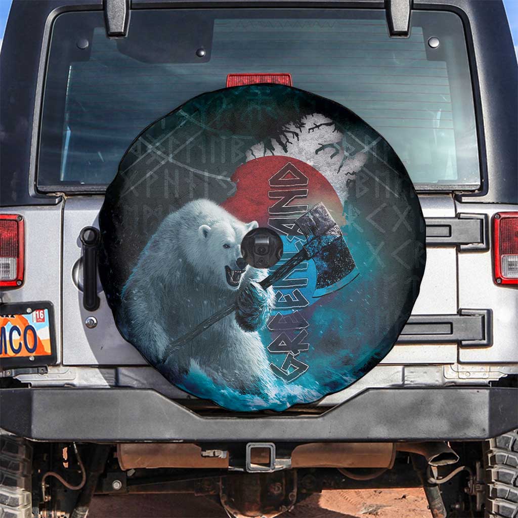 Greenlandic Polar Bear Warrior Spare Tire Cover Nordic and Runes Style - Wonder Print Shop