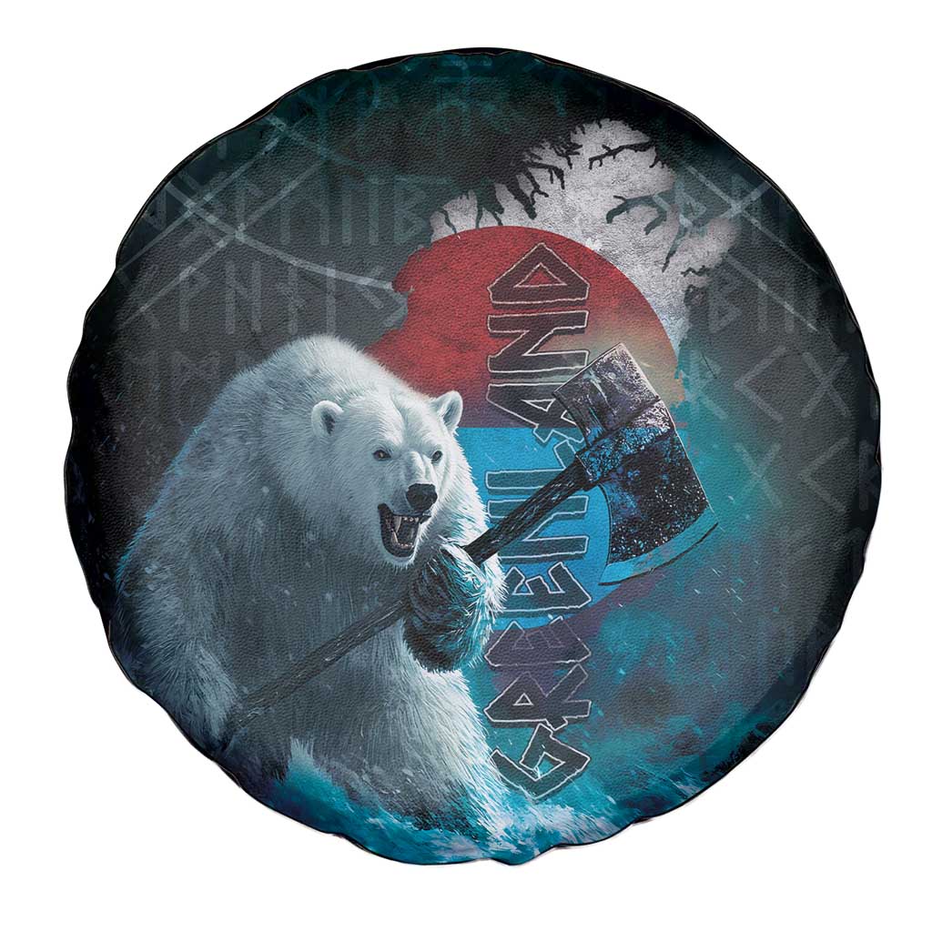 Greenlandic Polar Bear Warrior Spare Tire Cover Nordic and Runes Style - Wonder Print Shop