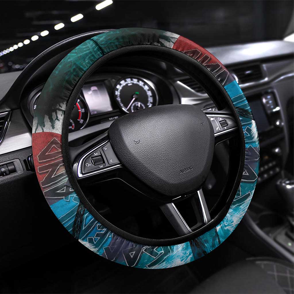 Greenlandic Polar Bear Warrior Steering Wheel Cover Nordic and Runes Style - Wonder Print Shop