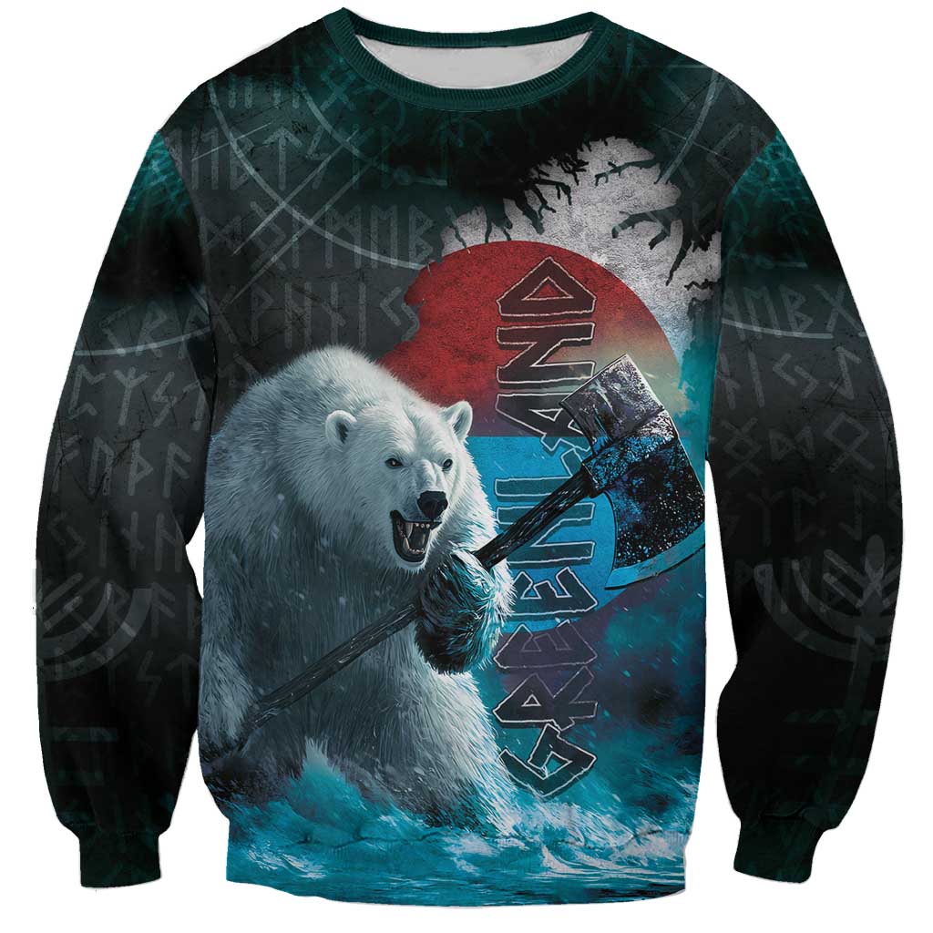 Greenlandic Polar Bear Warrior Sweatshirt Nordic and Runes Style - Wonder Print Shop