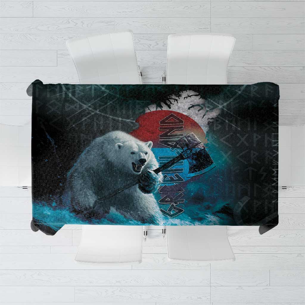 Greenlandic Polar Bear Warrior Tablecloth Nordic and Runes Style - Wonder Print Shop