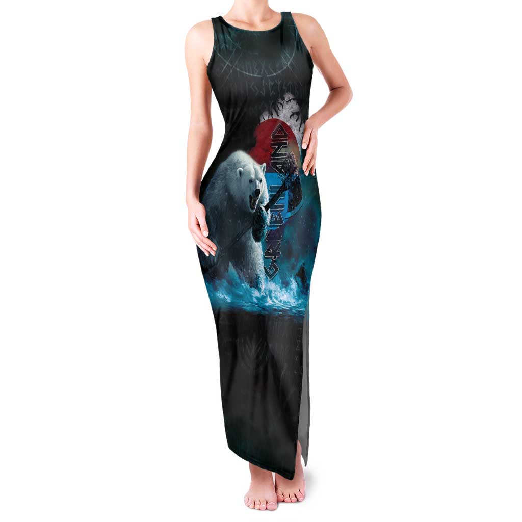 Greenlandic Polar Bear Warrior Tank Maxi Dress Nordic and Runes Style - Wonder Print Shop