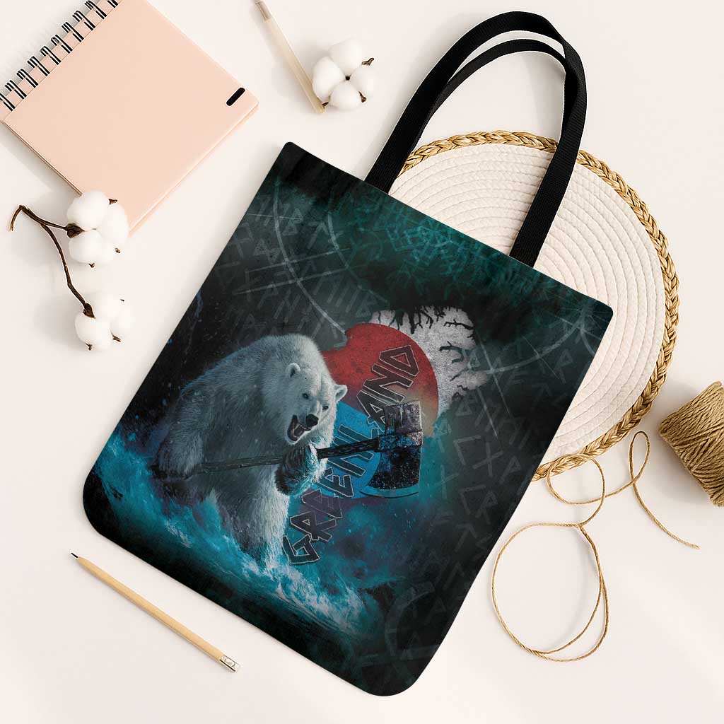 Greenlandic Polar Bear Warrior Tote Bag Nordic and Runes Style - Wonder Print Shop