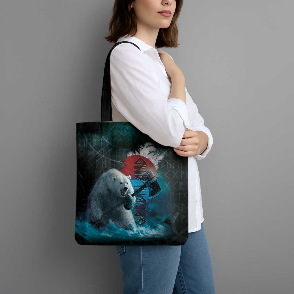 Greenlandic Polar Bear Warrior Tote Bag Nordic and Runes Style - Wonder Print Shop