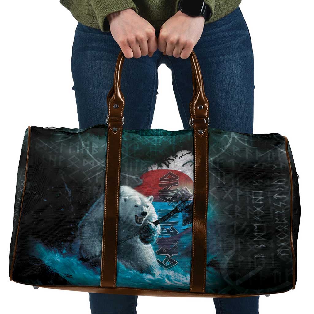 Greenlandic Polar Bear Warrior Travel Bag Nordic and Runes Style - Wonder Print Shop