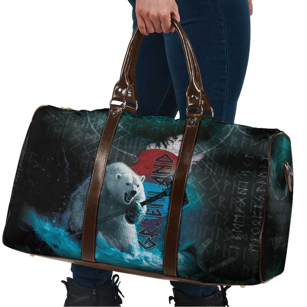 Greenlandic Polar Bear Warrior Travel Bag Nordic and Runes Style - Wonder Print Shop