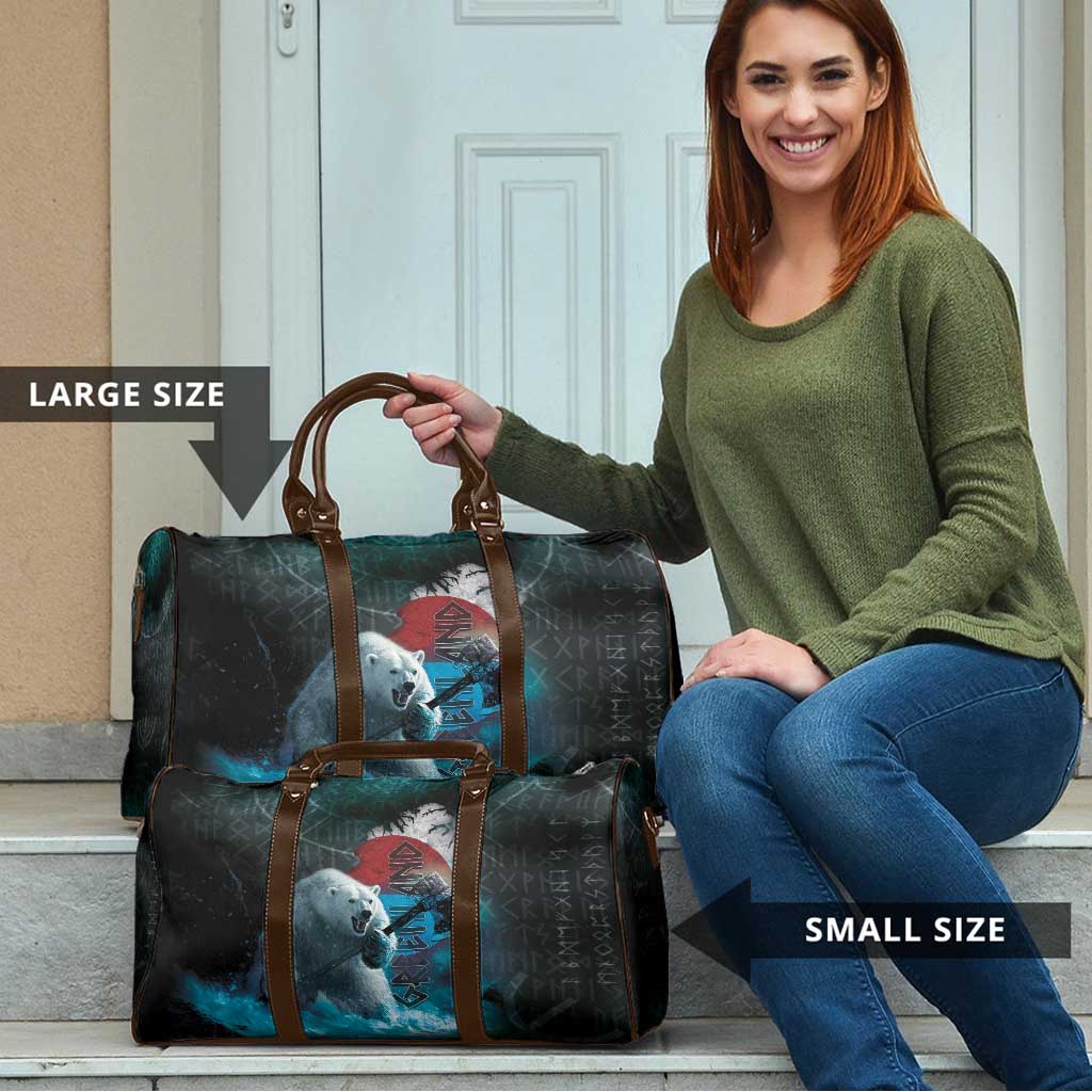 Greenlandic Polar Bear Warrior Travel Bag Nordic and Runes Style - Wonder Print Shop