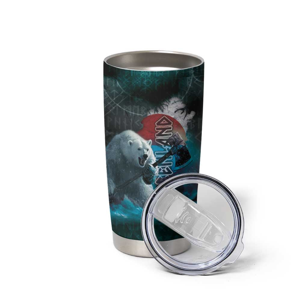Greenlandic Polar Bear Warrior Tumbler Cup Nordic and Runes Style - Wonder Print Shop