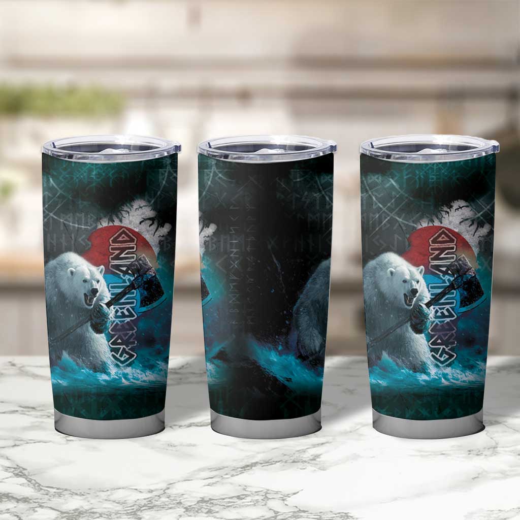 Greenlandic Polar Bear Warrior Tumbler Cup Nordic and Runes Style - Wonder Print Shop