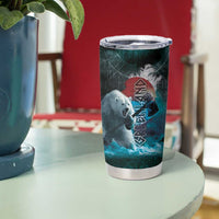 Greenlandic Polar Bear Warrior Tumbler Cup Nordic and Runes Style - Wonder Print Shop