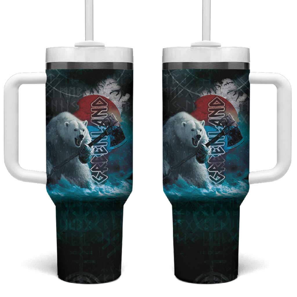 Greenlandic Polar Bear Warrior Tumbler With Handle Nordic and Runes Style - Wonder Print Shop