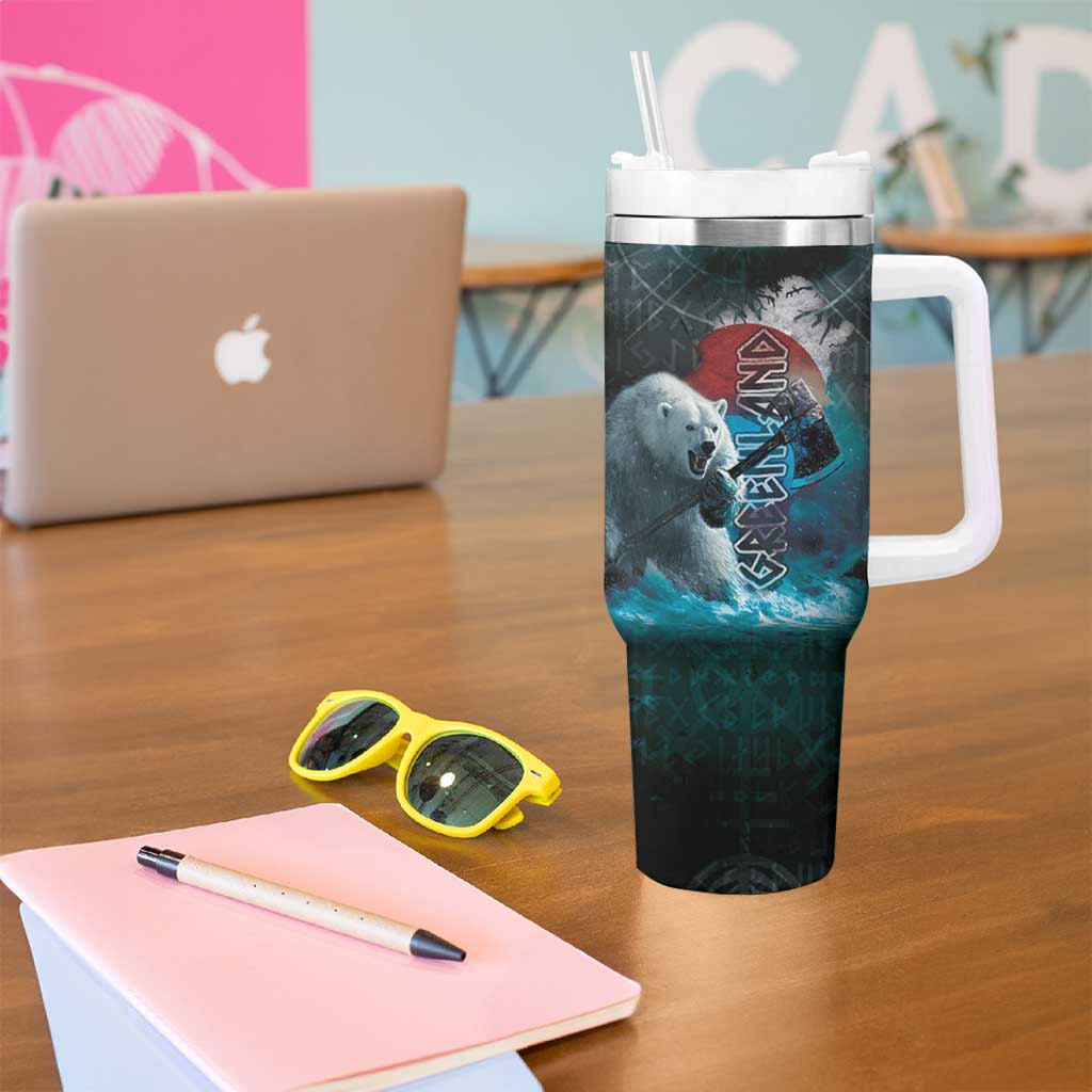 Greenlandic Polar Bear Warrior Tumbler With Handle Nordic and Runes Style - Wonder Print Shop