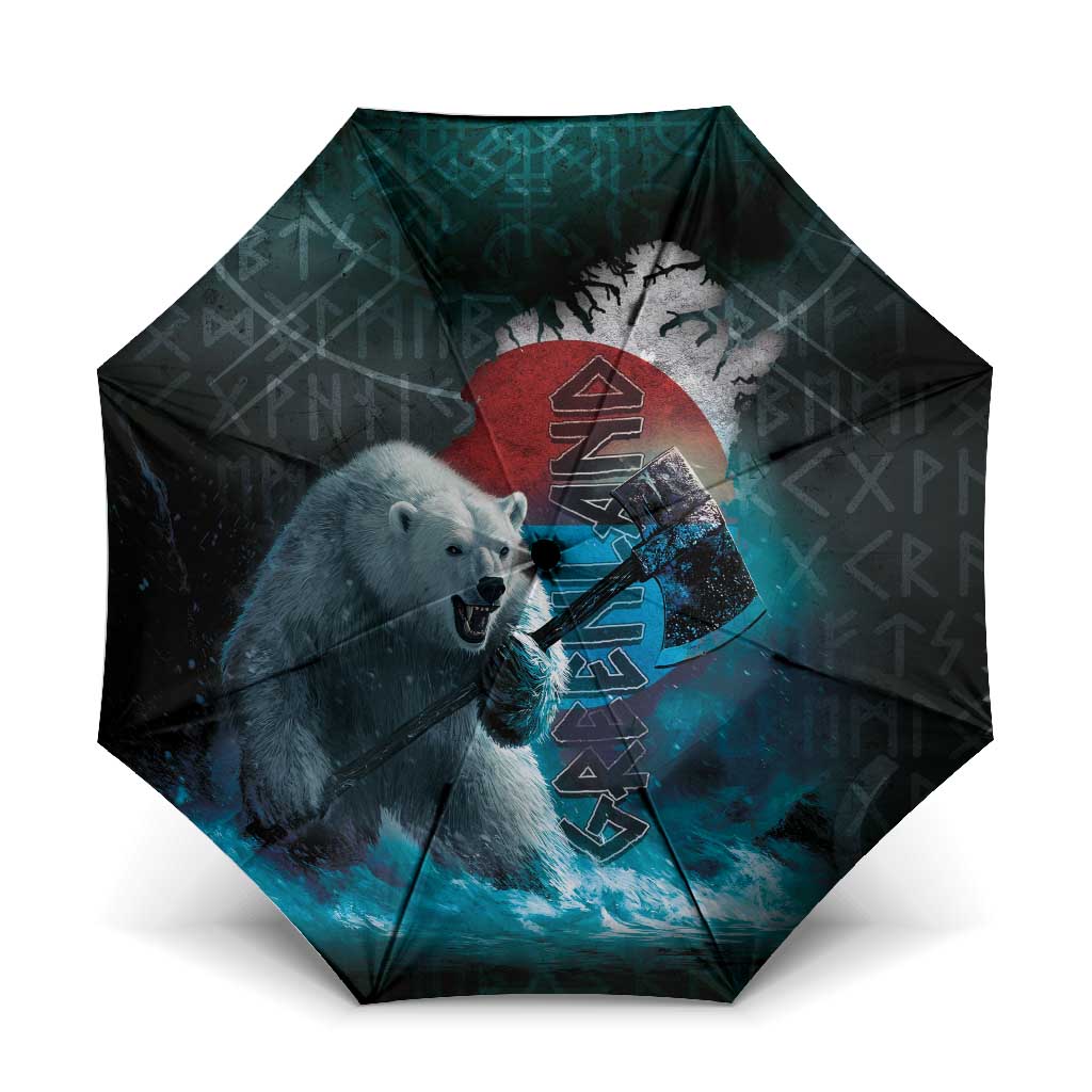 Greenlandic Polar Bear Warrior Umbrella Nordic and Runes Style - Wonder Print Shop
