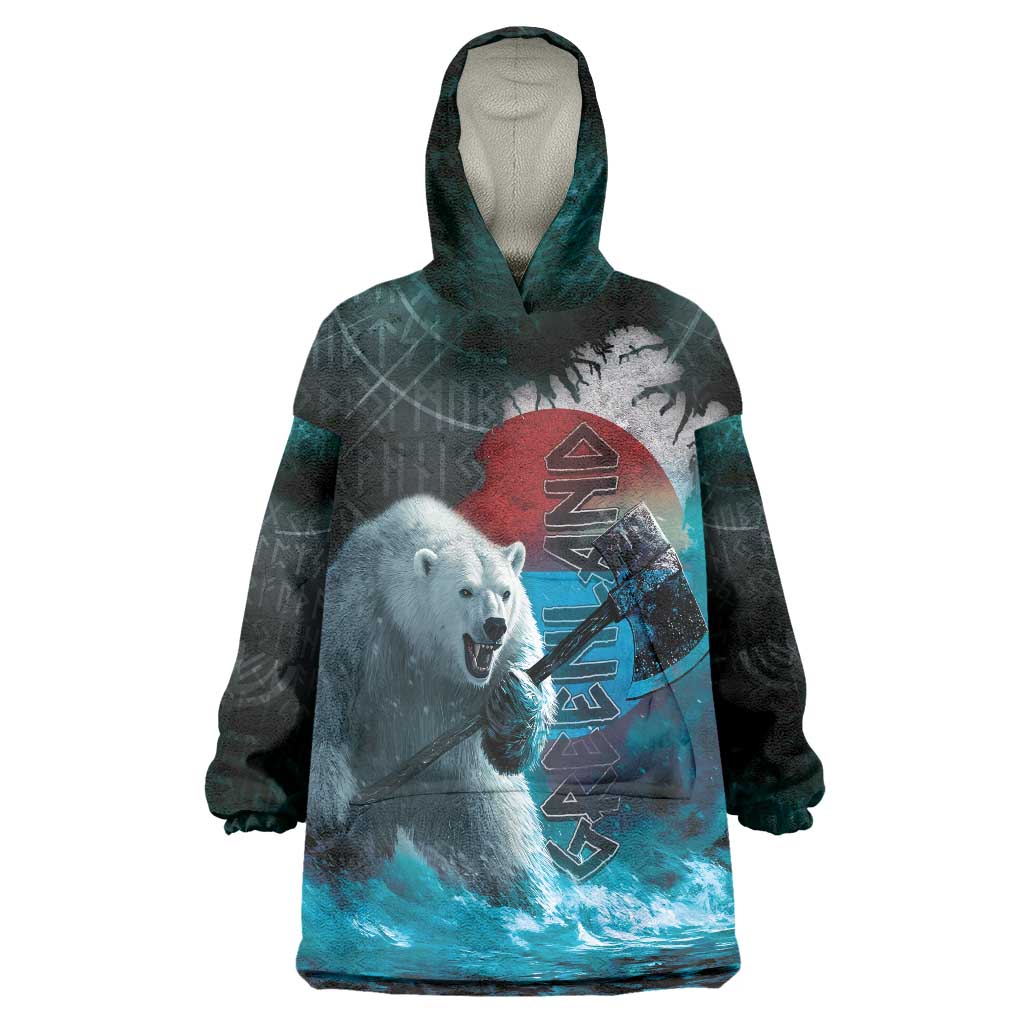 Greenlandic Polar Bear Warrior Wearable Blanket Hoodie Nordic and Runes Style - Wonder Print Shop