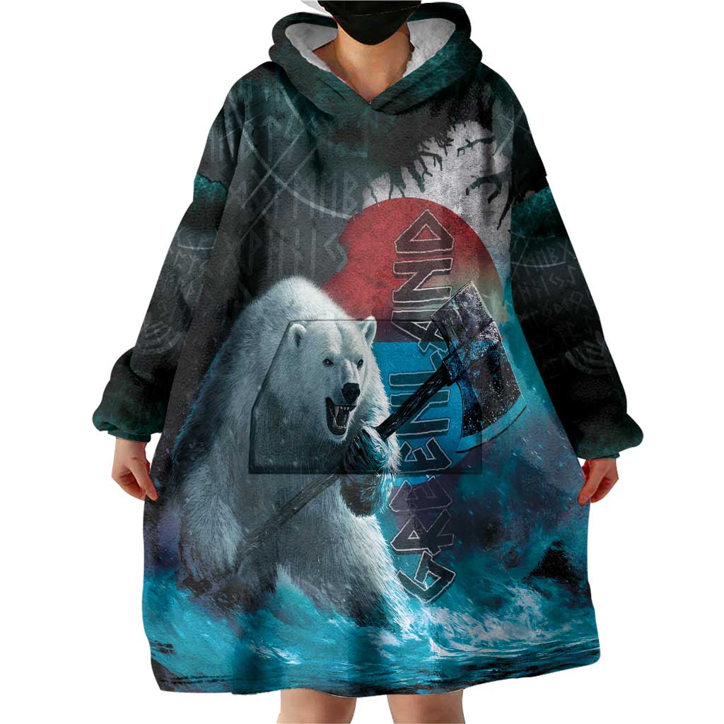 Greenlandic Polar Bear Warrior Wearable Blanket Hoodie Nordic and Runes Style - Wonder Print Shop