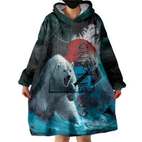 Greenlandic Polar Bear Warrior Wearable Blanket Hoodie Nordic and Runes Style - Wonder Print Shop