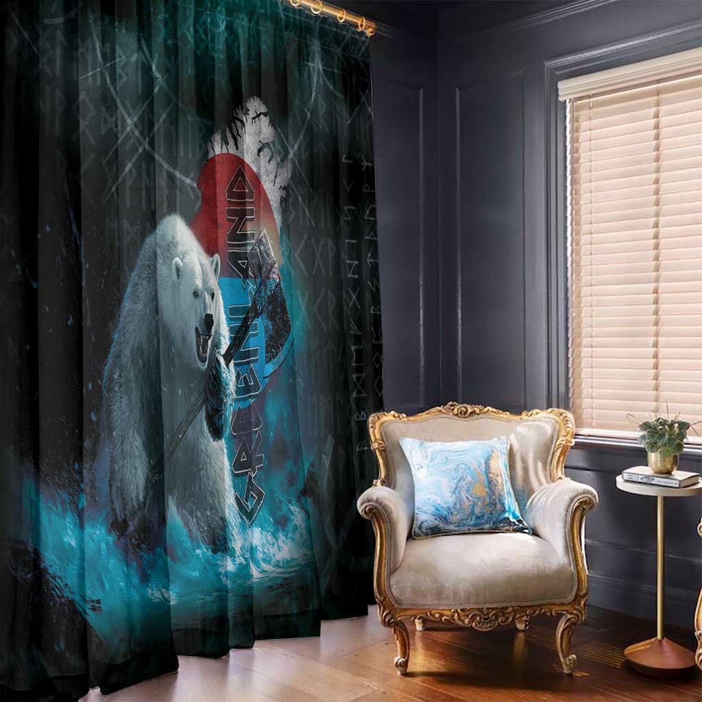 Greenlandic Polar Bear Warrior Window Curtain Nordic and Runes Style - Wonder Print Shop