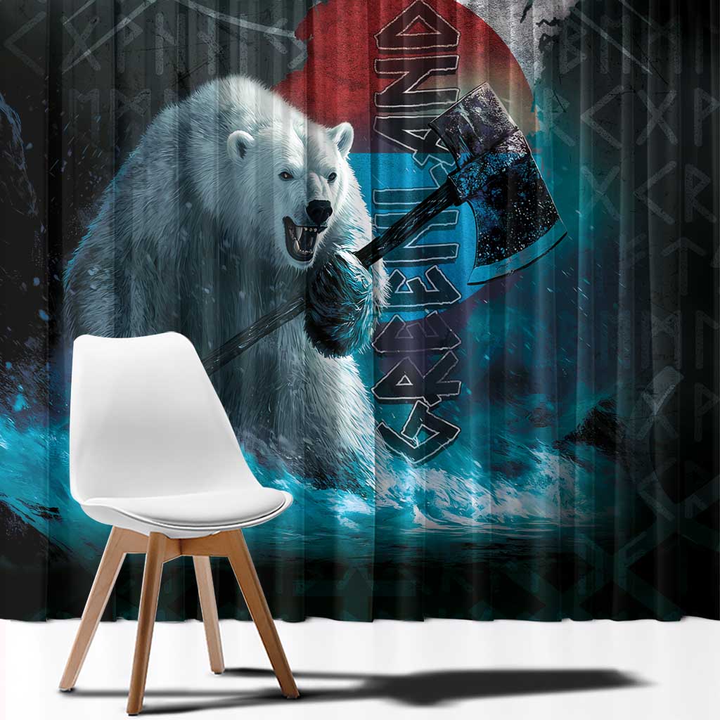 Greenlandic Polar Bear Warrior Window Curtain Nordic and Runes Style - Wonder Print Shop