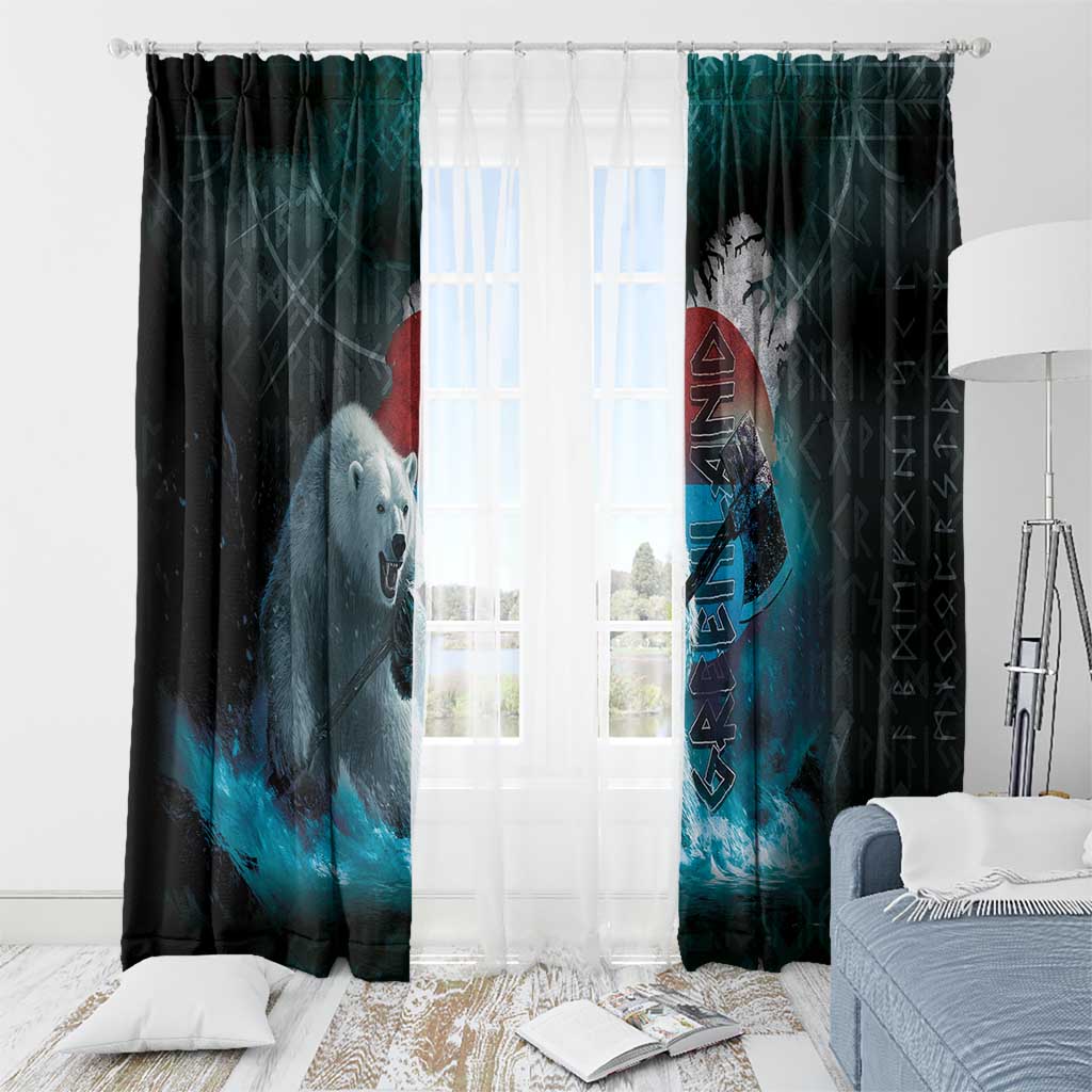 Greenlandic Polar Bear Warrior Window Curtain Nordic and Runes Style - Wonder Print Shop
