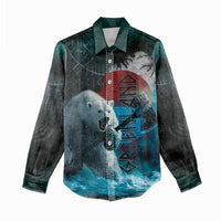 Greenlandic Polar Bear Warrior Women Casual Shirt Nordic and Runes Style - Wonder Print Shop