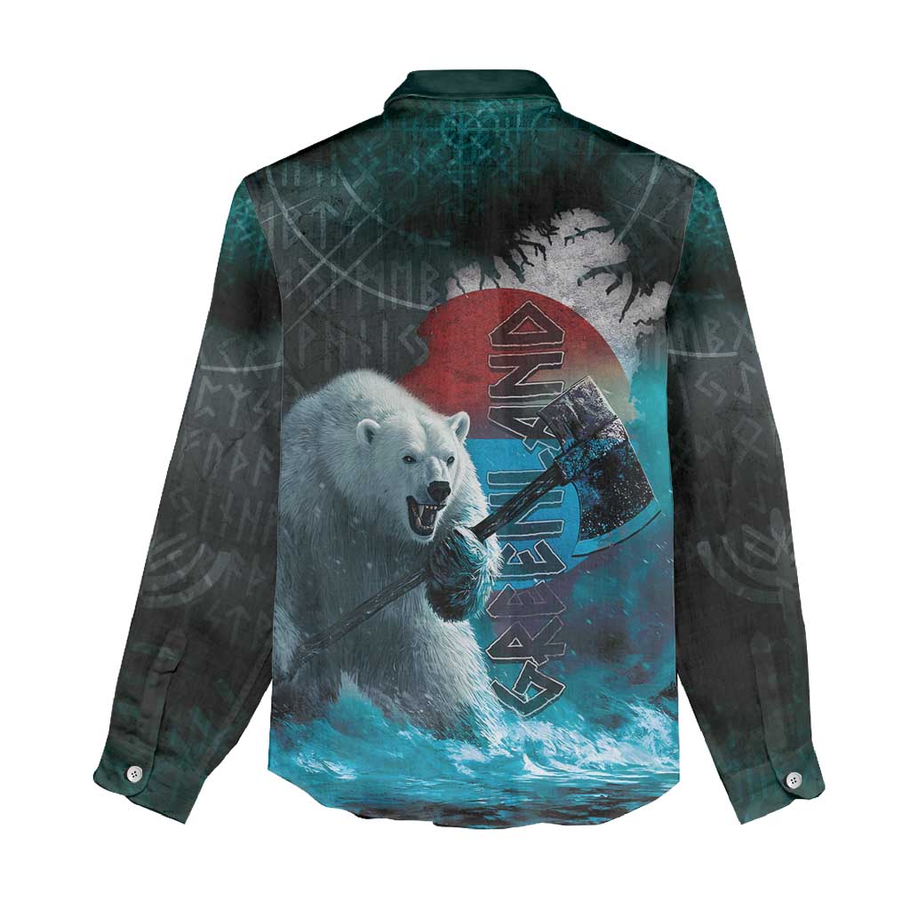 Greenlandic Polar Bear Warrior Women Casual Shirt Nordic and Runes Style - Wonder Print Shop