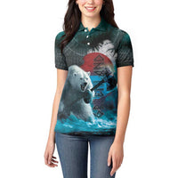 Greenlandic Polar Bear Warrior Women Polo Shirt Nordic and Runes Style - Wonder Print Shop