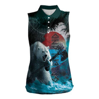 Greenlandic Polar Bear Warrior Women Sleeveless Polo Shirt Nordic and Runes Style - Wonder Print Shop