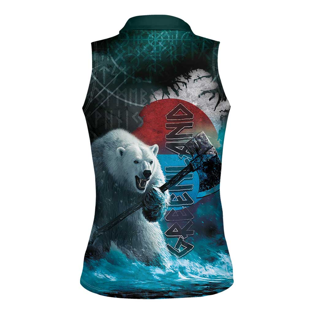 Greenlandic Polar Bear Warrior Women Sleeveless Polo Shirt Nordic and Runes Style - Wonder Print Shop