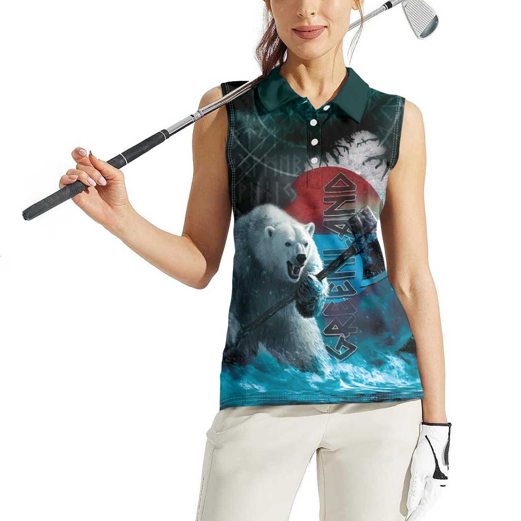 Greenlandic Polar Bear Warrior Women Sleeveless Polo Shirt Nordic and Runes Style - Wonder Print Shop