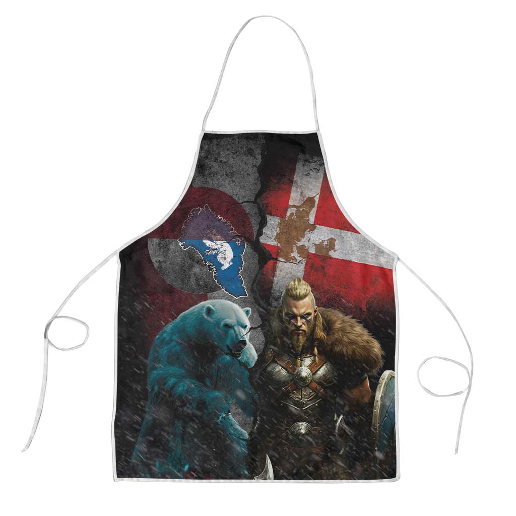 Greenlandic and Danish Together Apron Polar Warrior Vikings with National Flag Grunge Style - Wonder Print Shop