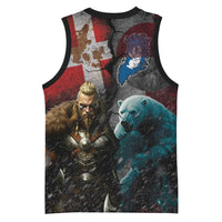 Greenlandic and Danish Together Basketball Jersey Polar Warrior Vikings with National Flag Grunge Style - Wonder Print Shop