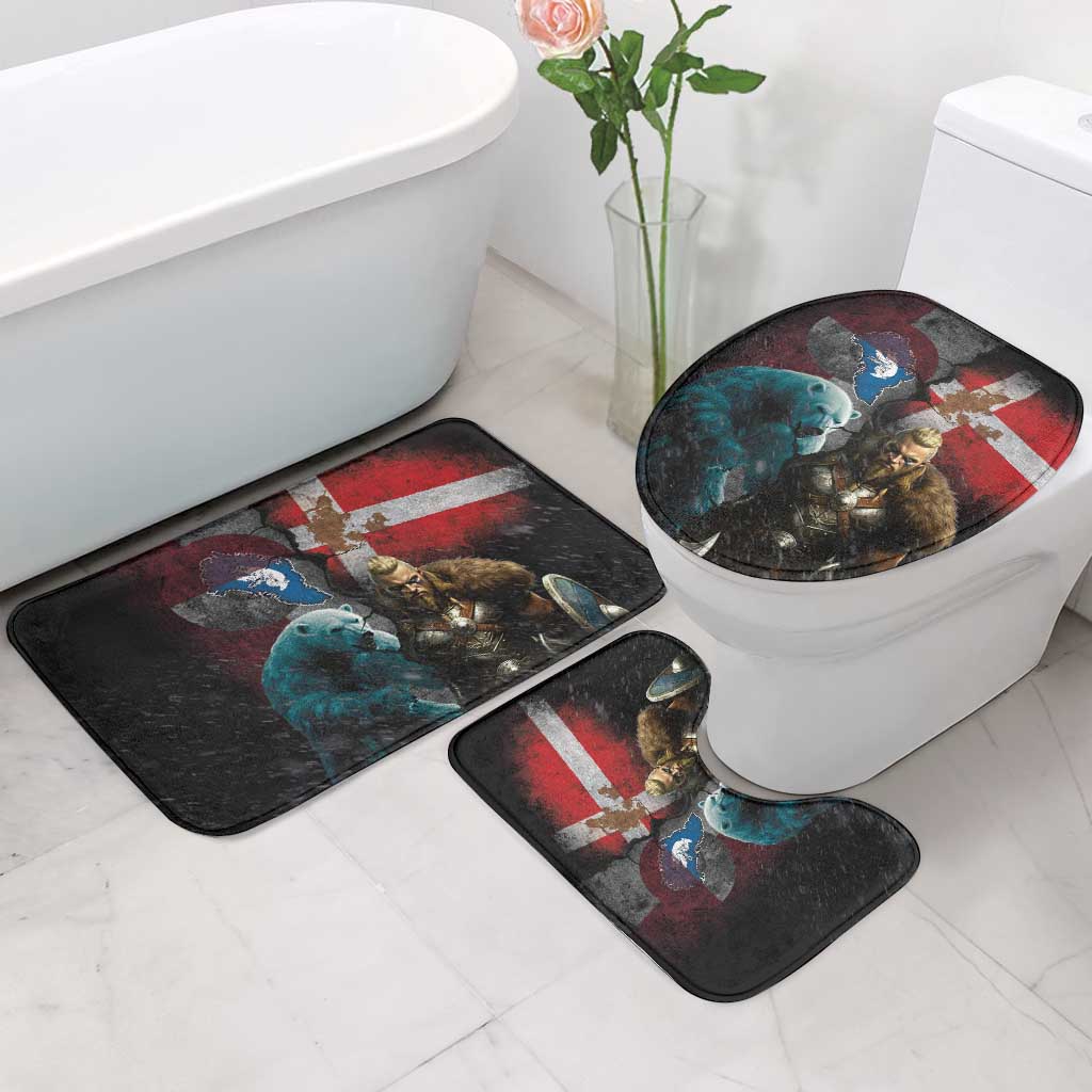 Greenlandic and Danish Together Bathroom Set Polar Warrior Vikings with National Flag Grunge Style - Wonder Print Shop