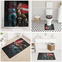Greenlandic and Danish Together Bathroom Set Polar Warrior Vikings with National Flag Grunge Style - Wonder Print Shop