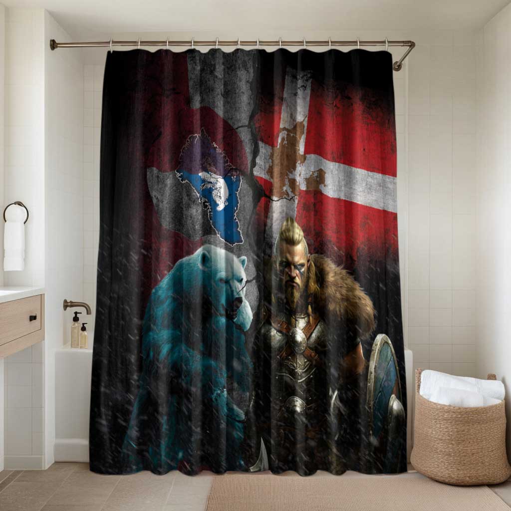 Greenlandic and Danish Together Bathroom Set Polar Warrior Vikings with National Flag Grunge Style - Wonder Print Shop