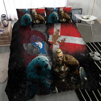 Greenlandic and Danish Together Bedding Set Polar Warrior Vikings with National Flag Grunge Style - Wonder Print Shop