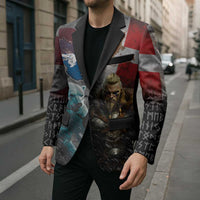 Greenlandic and Danish Together Blazer Polar Warrior Vikings with National Flag Grunge Style - Wonder Print Shop