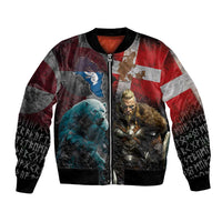 Greenlandic and Danish Together Bomber Jacket Polar Warrior Vikings with National Flag Grunge Style - Wonder Print Shop