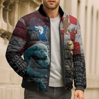 Greenlandic and Danish Together Bomber Puffer Jacket Polar Warrior Vikings with National Flag Grunge Style - Wonder Print Shop