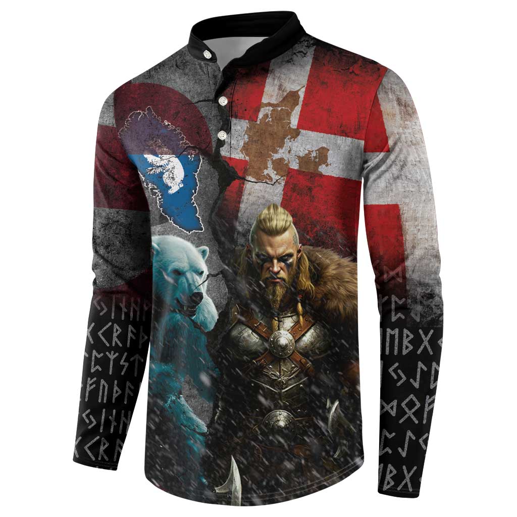 Greenlandic and Danish Together Button Sweatshirt Polar Warrior Vikings with National Flag Grunge Style - Wonder Print Shop