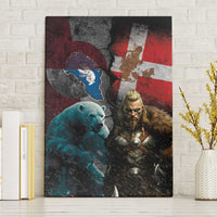 Greenlandic and Danish Together Canvas Wall Art Polar Warrior Vikings with National Flag Grunge Style - Wonder Print Shop