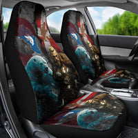 Greenlandic and Danish Together Car Seat Cover Polar Warrior Vikings with National Flag Grunge Style - Wonder Print Shop