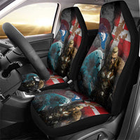 Greenlandic and Danish Together Car Seat Cover Polar Warrior Vikings with National Flag Grunge Style - Wonder Print Shop