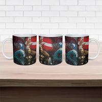 Greenlandic and Danish Together Ceramic Mug Polar Warrior Vikings with National Flag Grunge Style - Wonder Print Shop