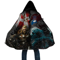 Greenlandic and Danish Together Cloak Polar Warrior Vikings with National Flag Grunge Style - Wonder Print Shop