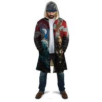 Greenlandic and Danish Together Cloak Polar Warrior Vikings with National Flag Grunge Style - Wonder Print Shop