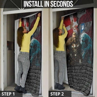 Greenlandic and Danish Together Door Cover Polar Warrior Vikings with National Flag Grunge Style - Wonder Print Shop